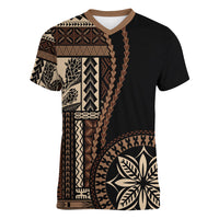Samoa Siapo Motif Women V Neck T Shirt Classic Style - Black Ver02 - Wonder Print Shop