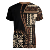 Samoa Siapo Motif Women V Neck T Shirt Classic Style - Black Ver02 - Wonder Print Shop