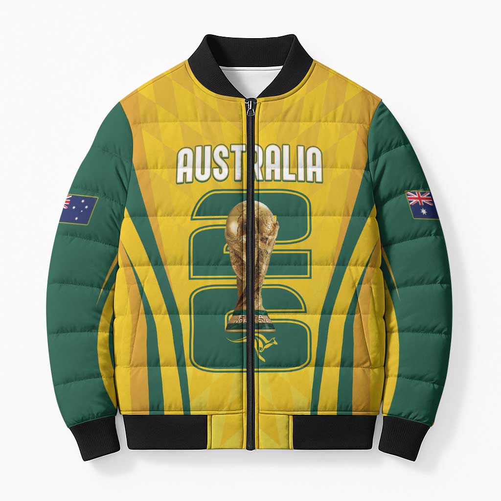 Australia Socceroos Custom Bomber Puffer Jacket 2026 Forever Golden - Wonder Print Shop