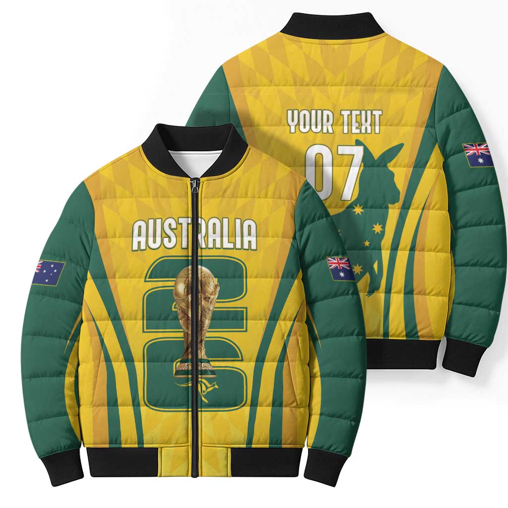 Australia Socceroos Custom Bomber Puffer Jacket 2026 Forever Golden - Wonder Print Shop