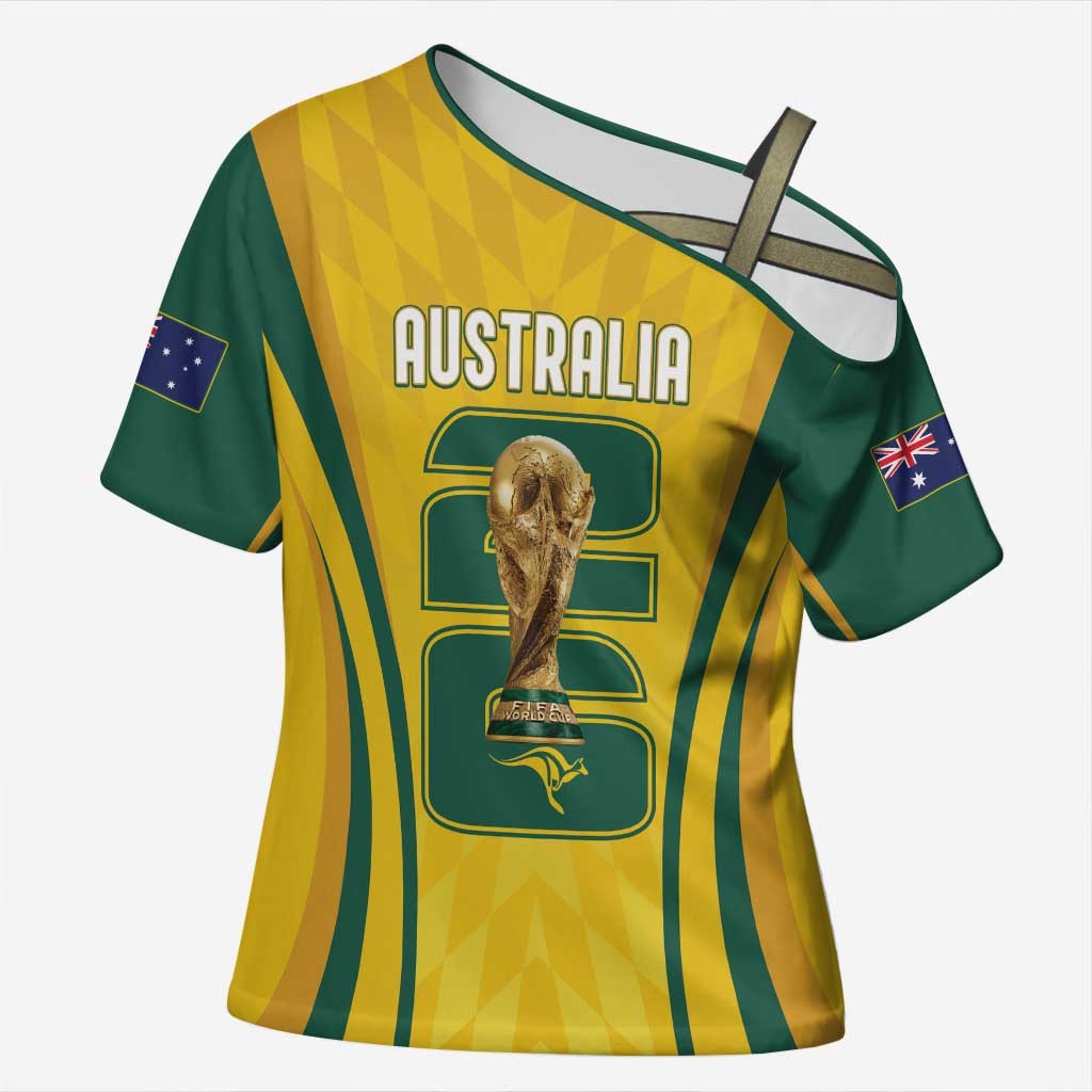 Australia Socceroos Custom Cross Shoulder Shirt 2026 Forever Golden - Wonder Print Shop