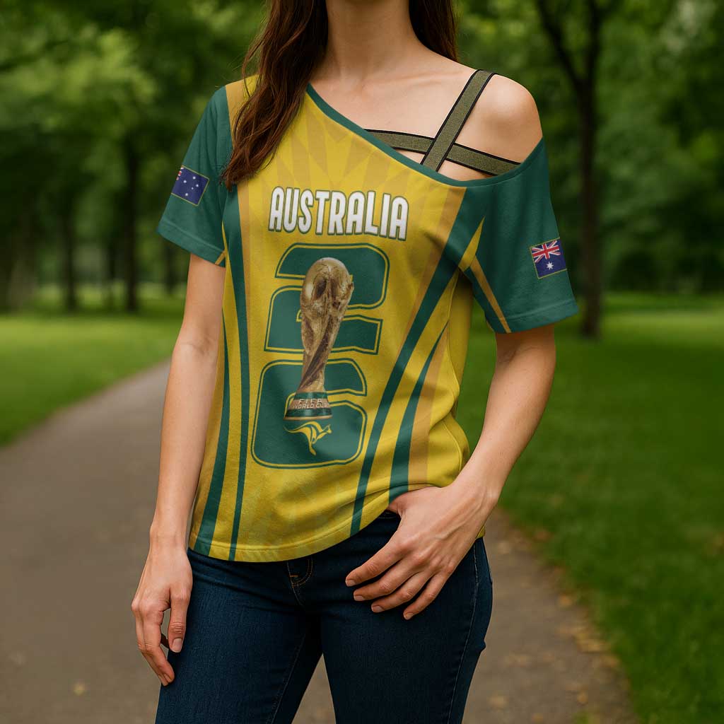 Australia Socceroos Custom Cross Shoulder Shirt 2026 Forever Golden - Wonder Print Shop