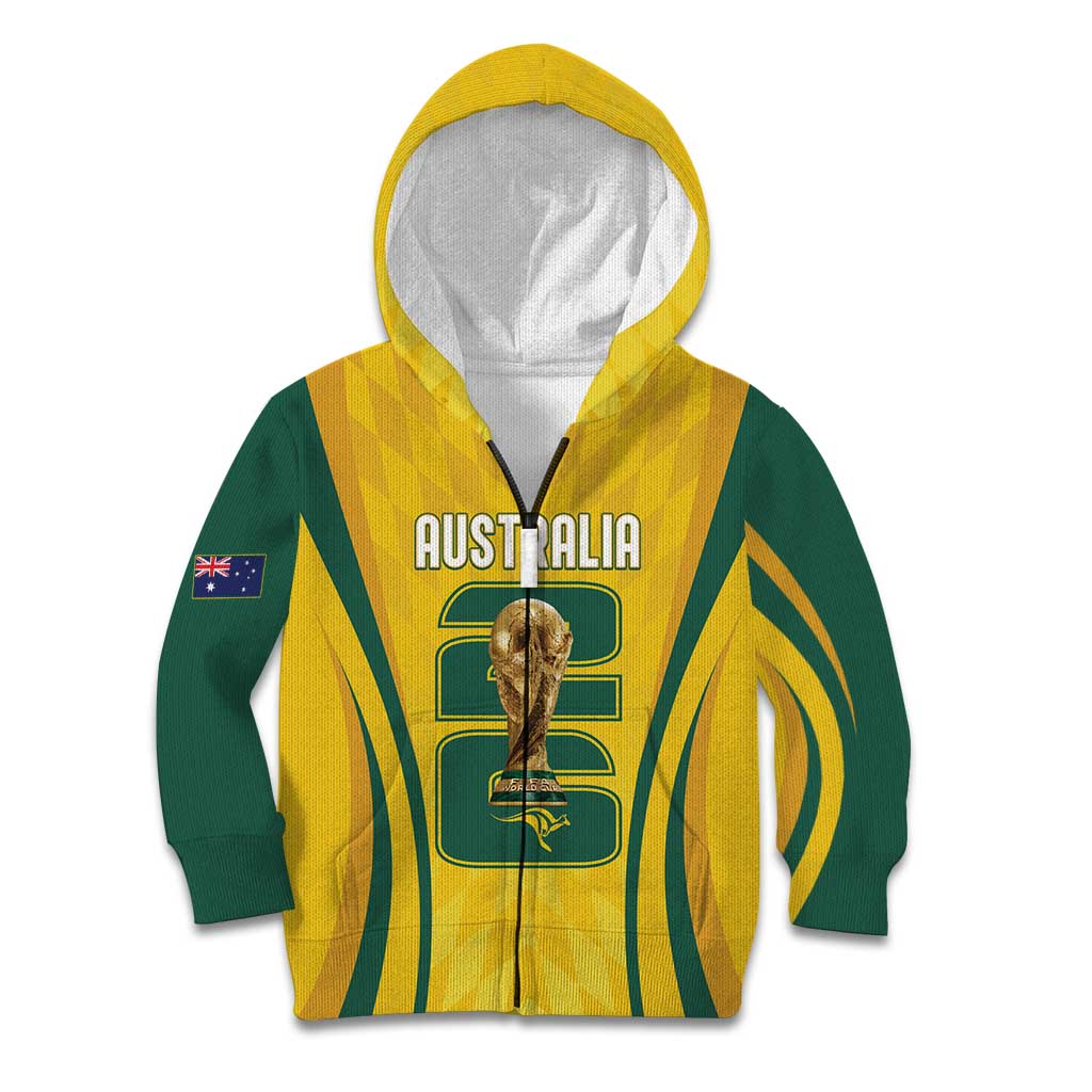Australia Socceroos Custom Kid Hoodie 2026 Forever Golden - Wonder Print Shop