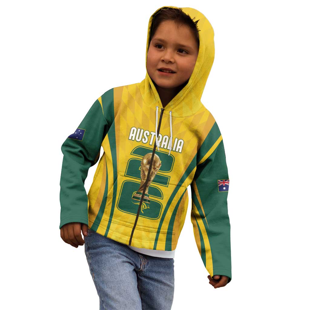 Australia Socceroos Custom Kid Hoodie 2026 Forever Golden - Wonder Print Shop