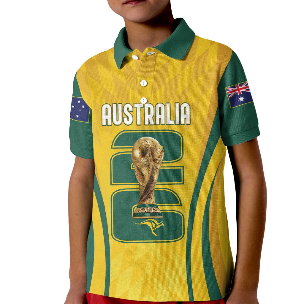 Australia Socceroos Custom Kid Polo Shirt 2026 Forever Golden - Wonder Print Shop