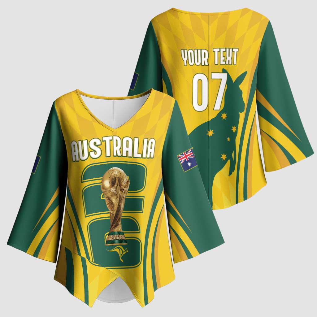 Australia Socceroos Custom Kimono Sleeve Blouse 2026 Forever Golden - Wonder Print Shop