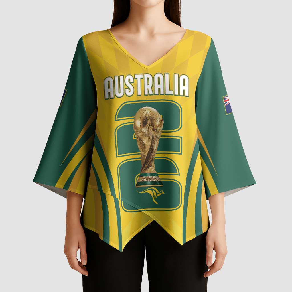 Australia Socceroos Custom Kimono Sleeve Blouse 2026 Forever Golden - Wonder Print Shop