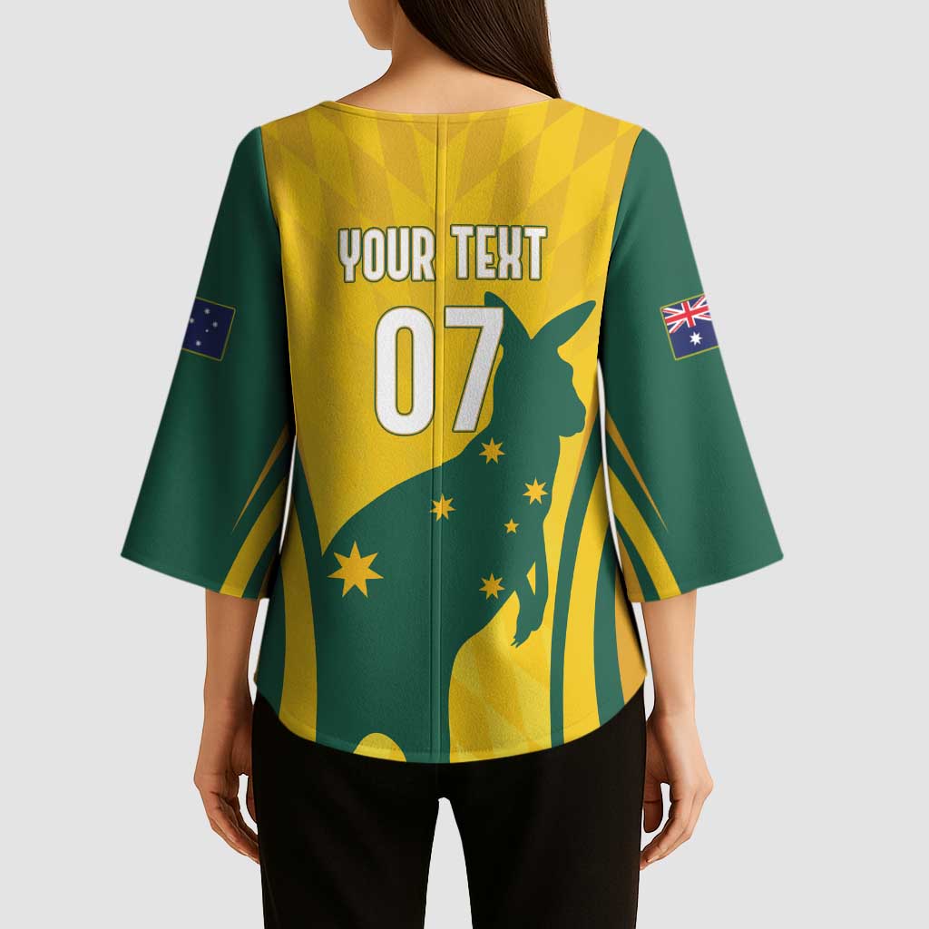 Australia Socceroos Custom Kimono Sleeve Blouse 2026 Forever Golden - Wonder Print Shop