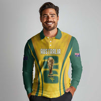 Australia Socceroos Custom Long Sleeve Polo Shirt 2026 Forever Golden - Wonder Print Shop