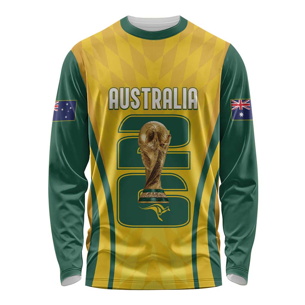 Australia Socceroos Custom Long Sleeve Shirt 2026 Forever Golden - Wonder Print Shop