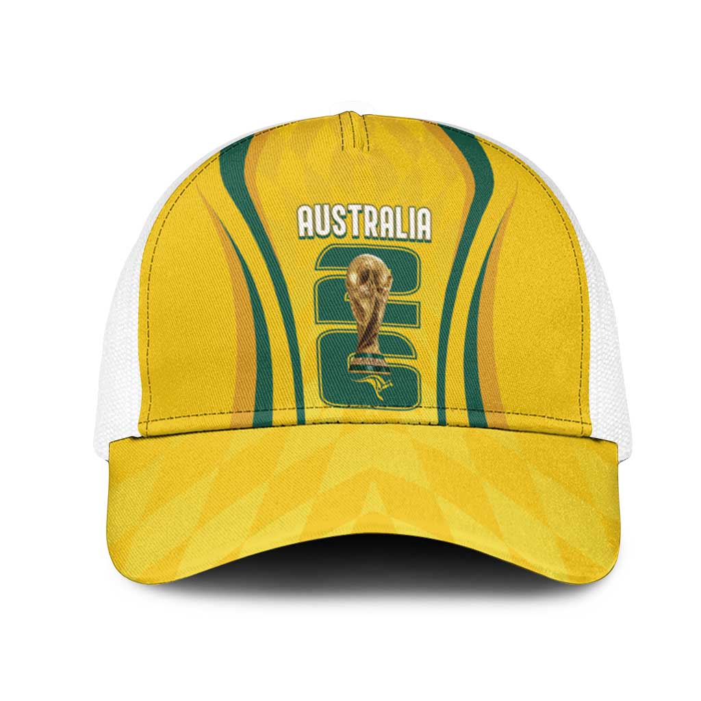 Australia Socceroos Custom Mesh Trucker Cap 2026 Forever Golden - Wonder Print Shop