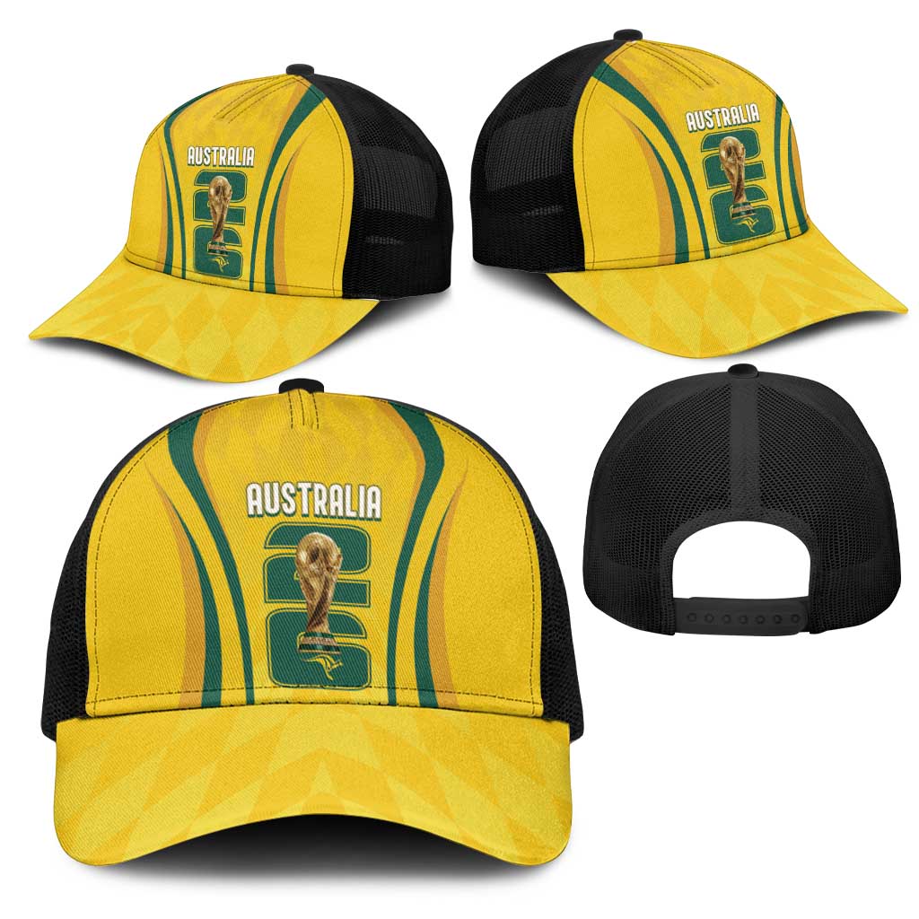 Australia Socceroos Custom Mesh Trucker Cap 2026 Forever Golden - Wonder Print Shop