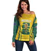 Australia Socceroos Custom Off Shoulder Sweater 2026 Forever Golden - Wonder Print Shop