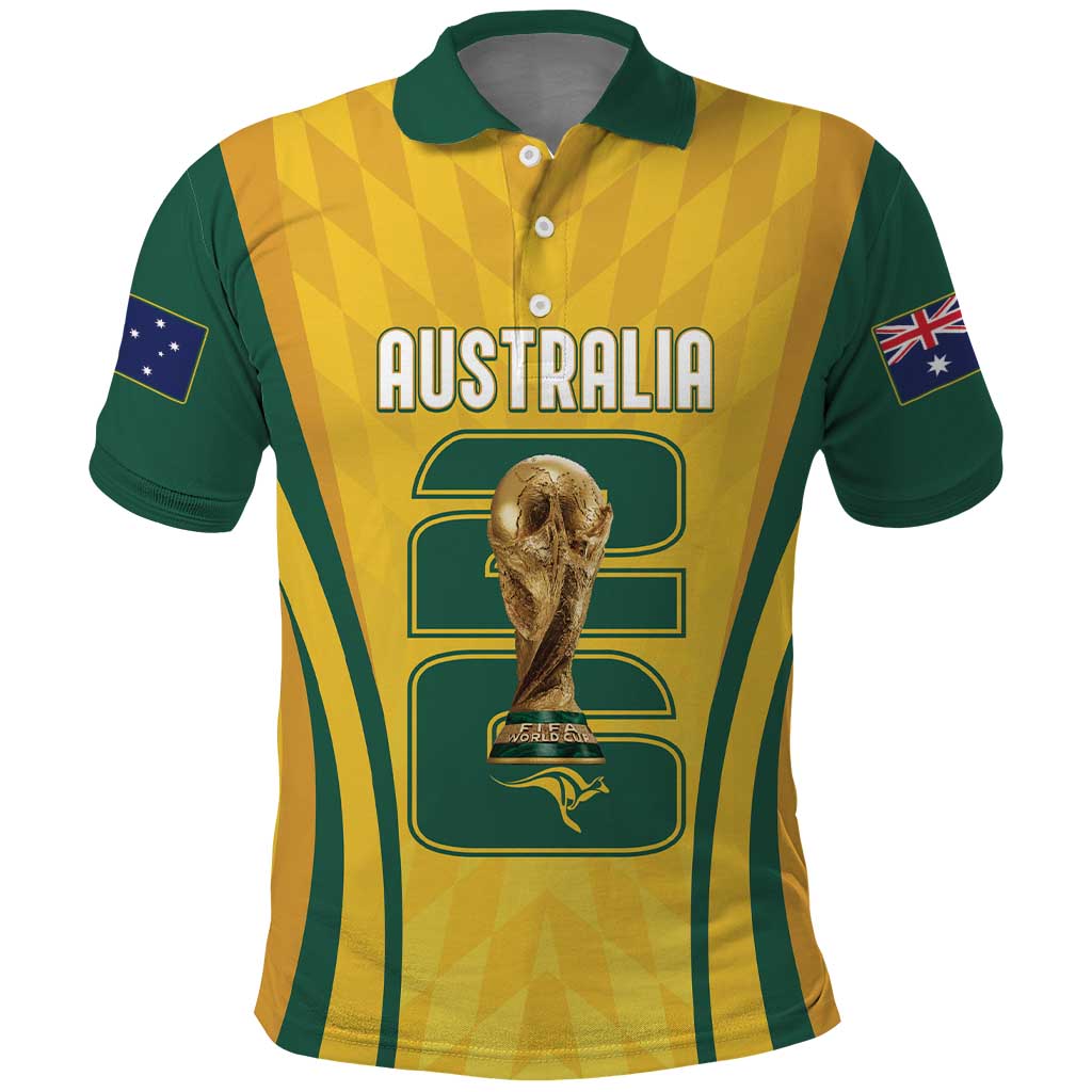 Australia Socceroos Custom Polo Shirt 2026 Forever Golden - Wonder Print Shop