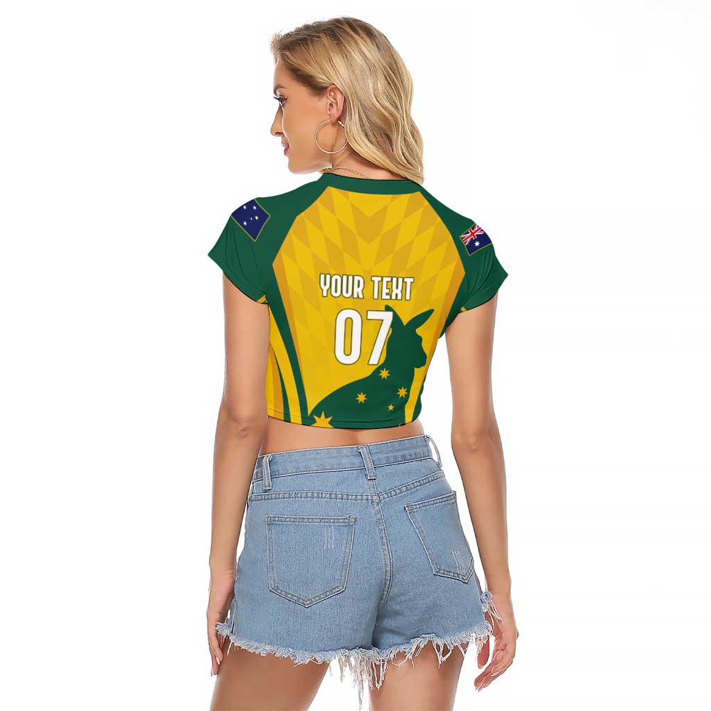 Australia Socceroos Custom Raglan Cropped T Shirt 2026 Forever Golden - Wonder Print Shop