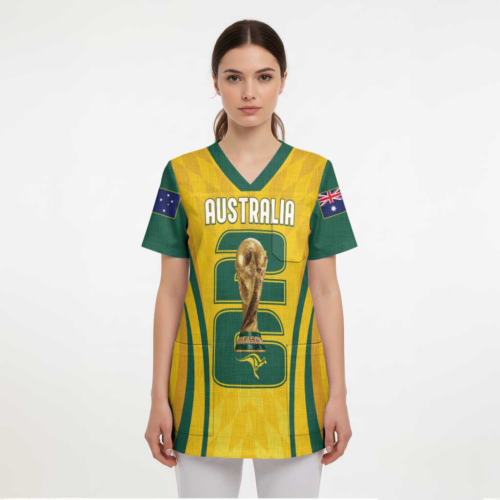 Australia Socceroos Custom Scrub Top 2026 Forever Golden - Wonder Print Shop