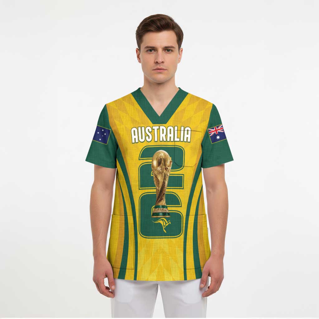 Australia Socceroos Custom Scrub Top 2026 Forever Golden - Wonder Print Shop