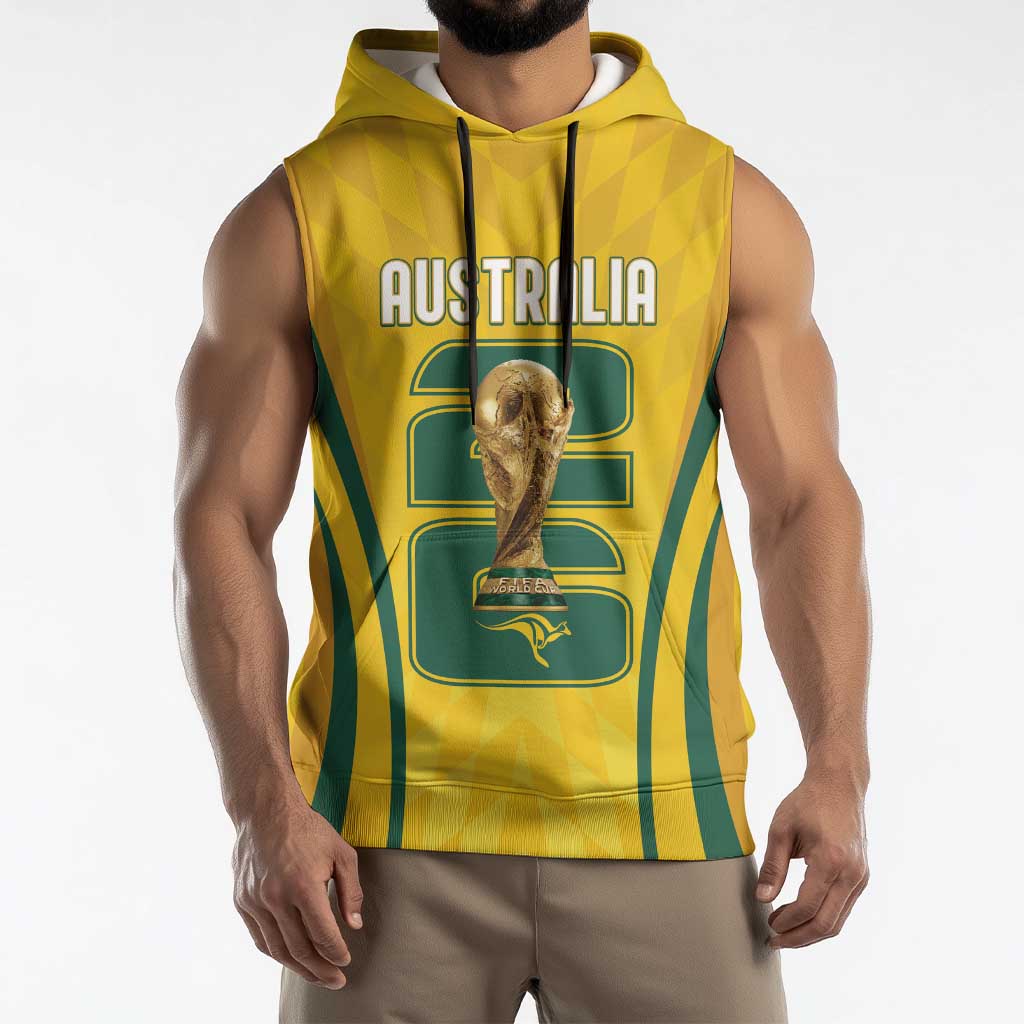 Australia Socceroos Custom Sleeveless Hoodie 2026 Forever Golden - Wonder Print Shop