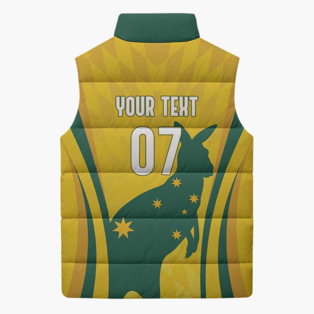 Australia Socceroos Custom Sleeveless Puffer Jacket 2026 Forever Golden - Wonder Print Shop
