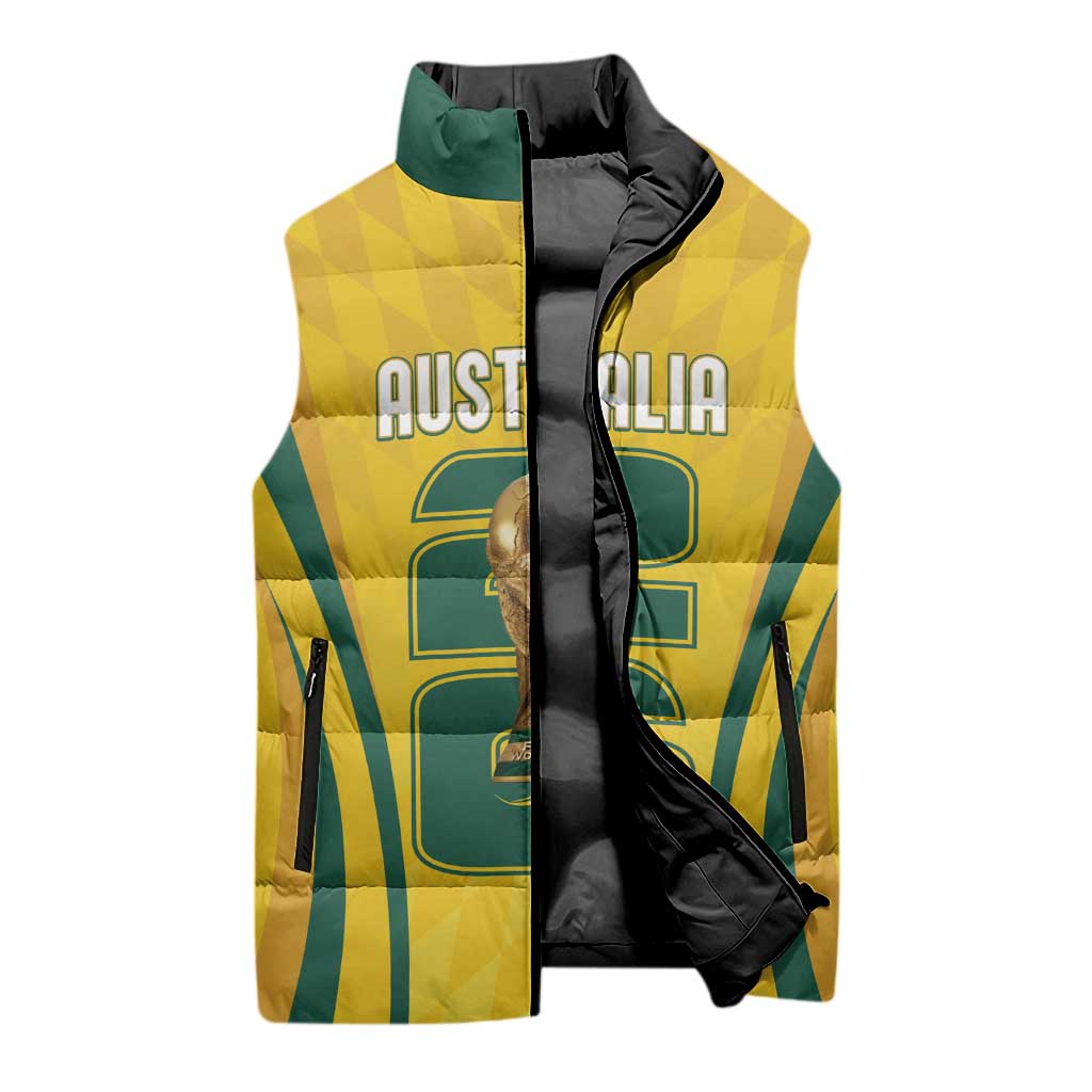 Australia Socceroos Custom Sleeveless Puffer Jacket 2026 Forever Golden - Wonder Print Shop