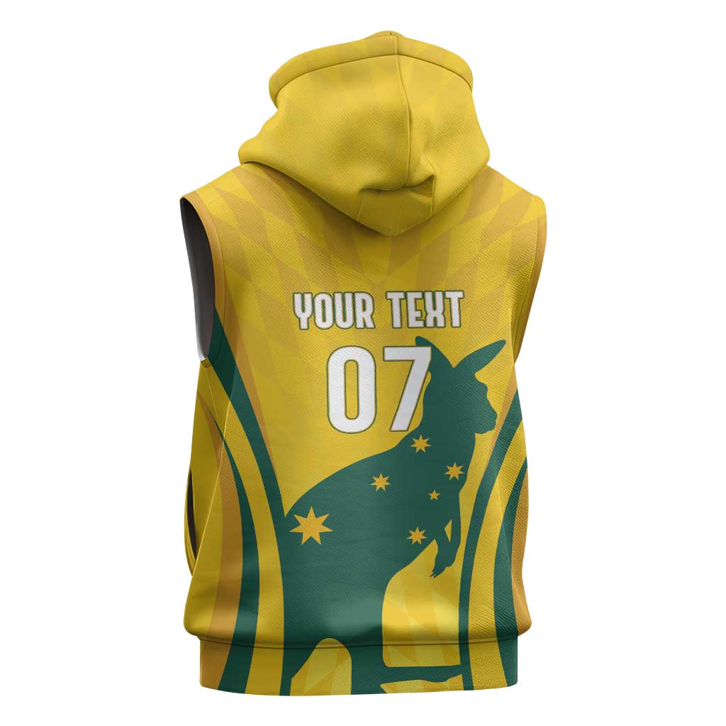 Australia Socceroos Custom Sleeveless Zip Hoodie 2026 Forever Golden - Wonder Print Shop