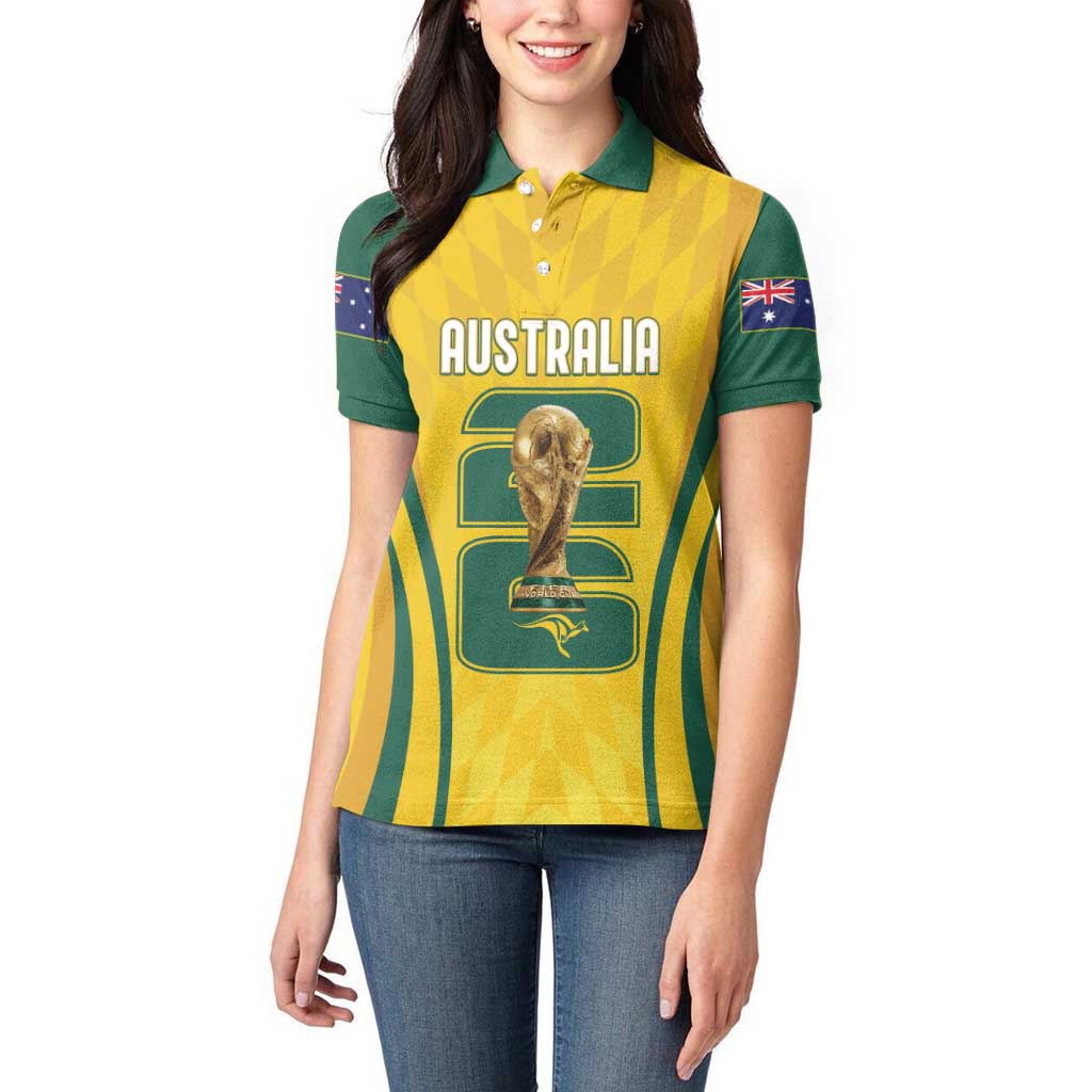Australia Socceroos Custom Women Polo Shirt 2026 Forever Golden - Wonder Print Shop