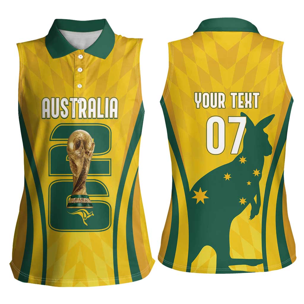 Australia Socceroos Custom Women Sleeveless Polo Shirt 2026 Forever Golden - Wonder Print Shop