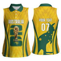 Australia Socceroos Custom Women Sleeveless Polo Shirt 2026 Forever Golden - Wonder Print Shop