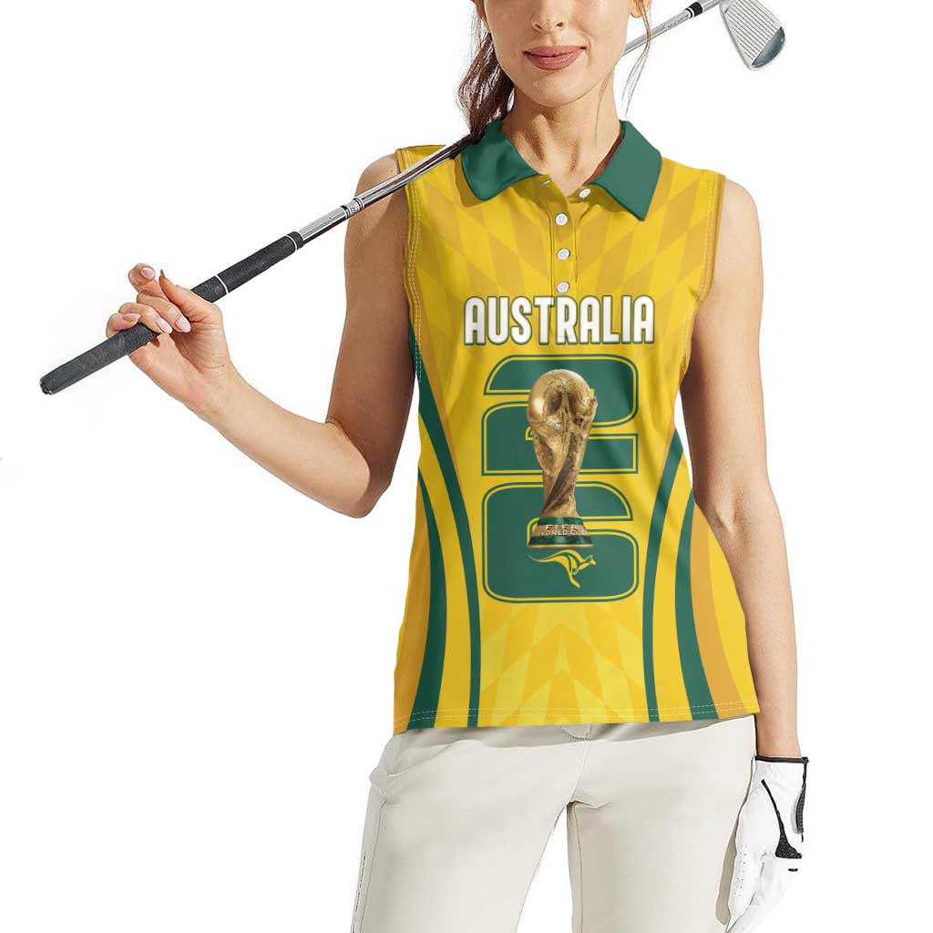 Australia Socceroos Custom Women Sleeveless Polo Shirt 2026 Forever Golden - Wonder Print Shop