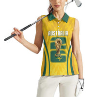 Australia Socceroos Custom Women Sleeveless Polo Shirt 2026 Forever Golden - Wonder Print Shop