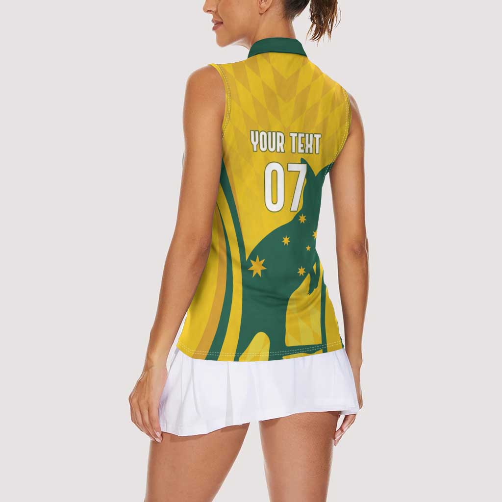 Australia Socceroos Custom Women Sleeveless Polo Shirt 2026 Forever Golden - Wonder Print Shop