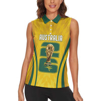 Australia Socceroos Custom Women Sleeveless Polo Shirt 2026 Forever Golden - Wonder Print Shop
