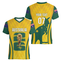 Australia Socceroos Custom Women V-Neck T-Shirt 2026 Forever Golden - Wonder Print Shop