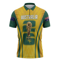 Australia Socceroos Custom Zipper Polo Shirt 2026 Forever Golden - Wonder Print Shop