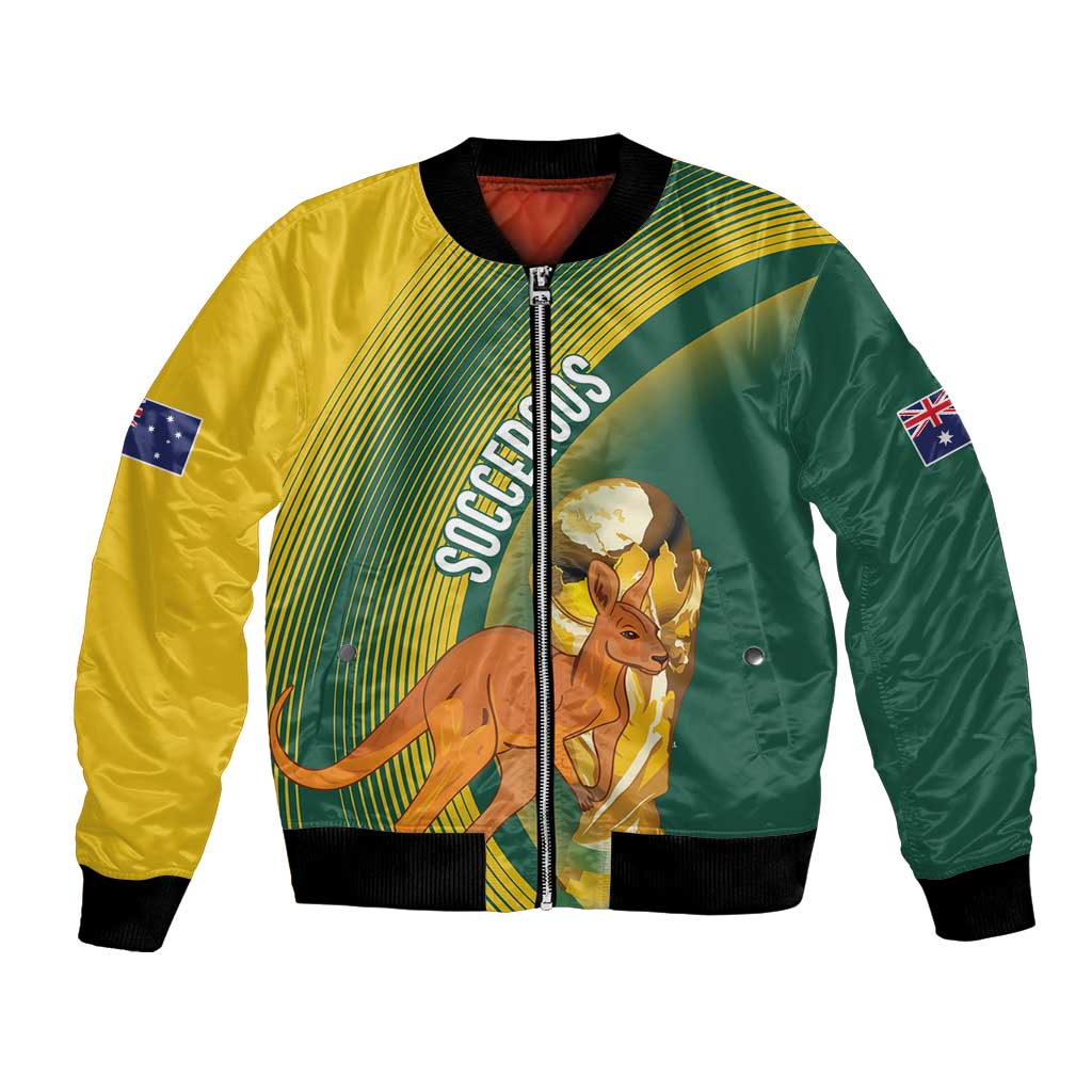 Australia Socceroos WC2026 Custom Bomber Jacket Golden Champions - Wonder Print Shop