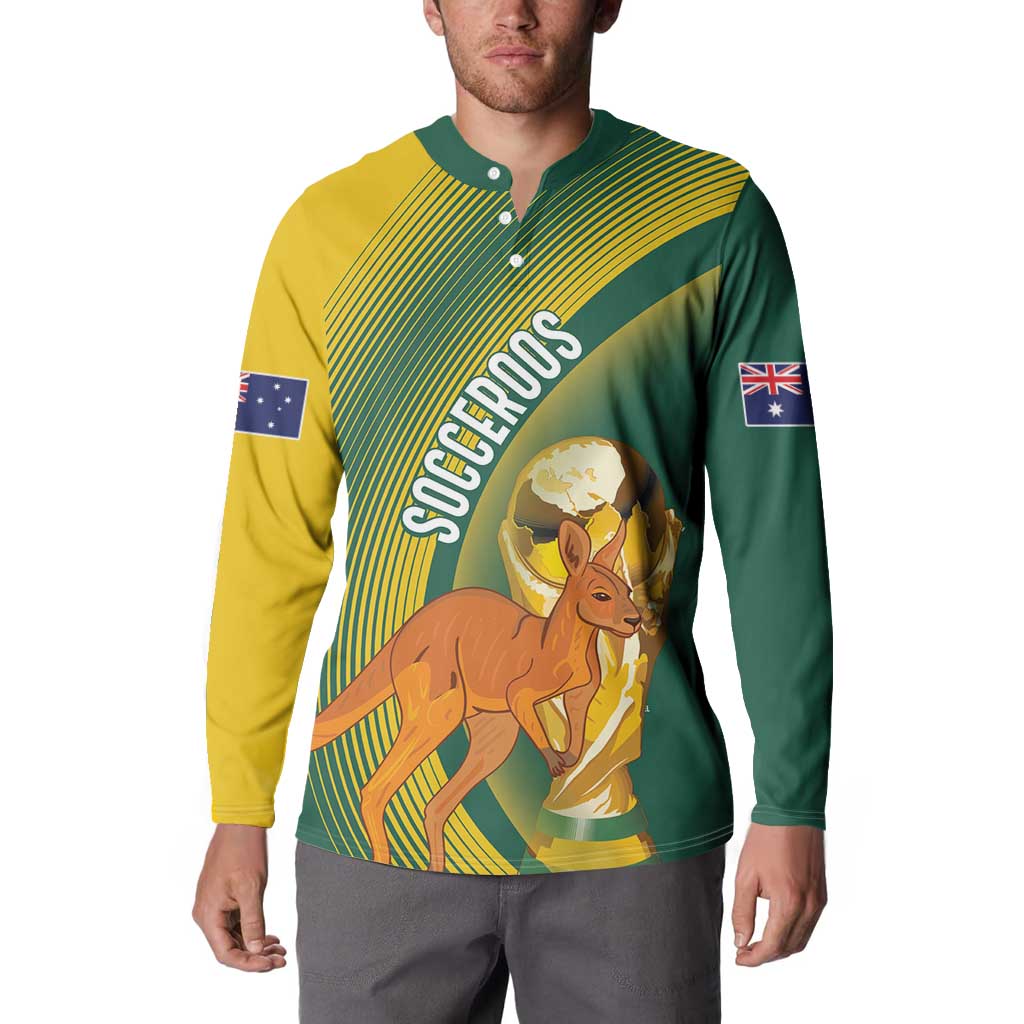 Australia Socceroos WC2026 Custom Button Sweatshirt Golden Champions - Wonder Print Shop