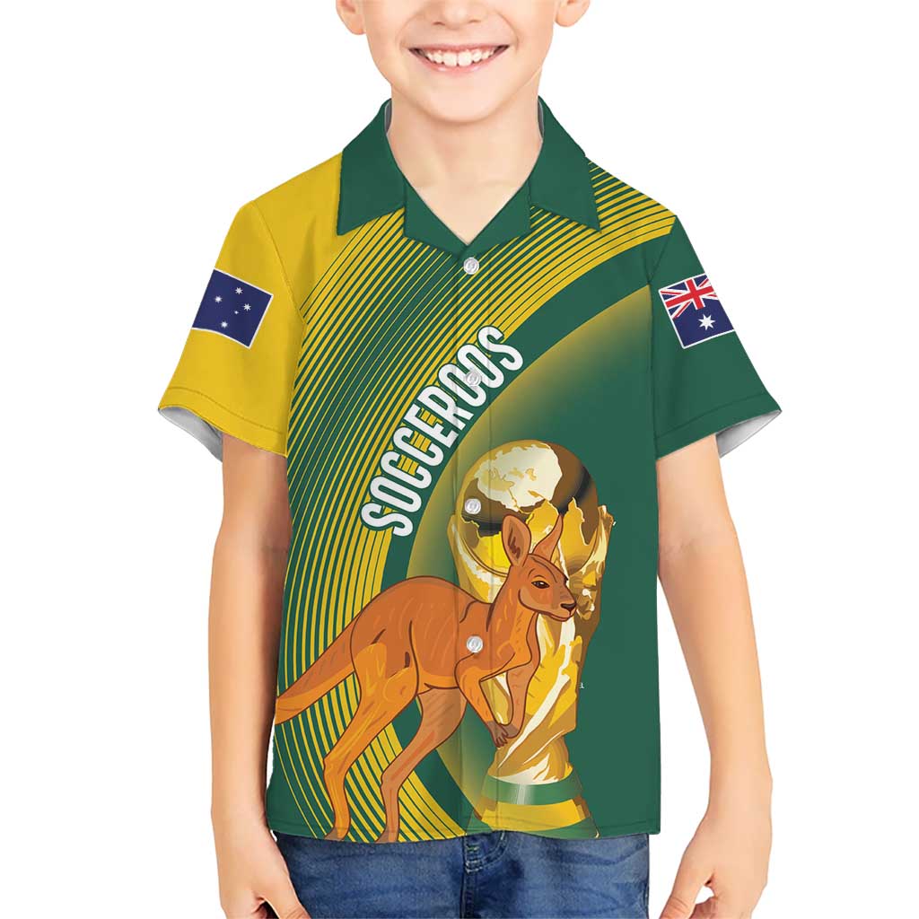 Australia Socceroos WC2026 Custom Kid Hawaiian Shirt Golden Champions - Wonder Print Shop