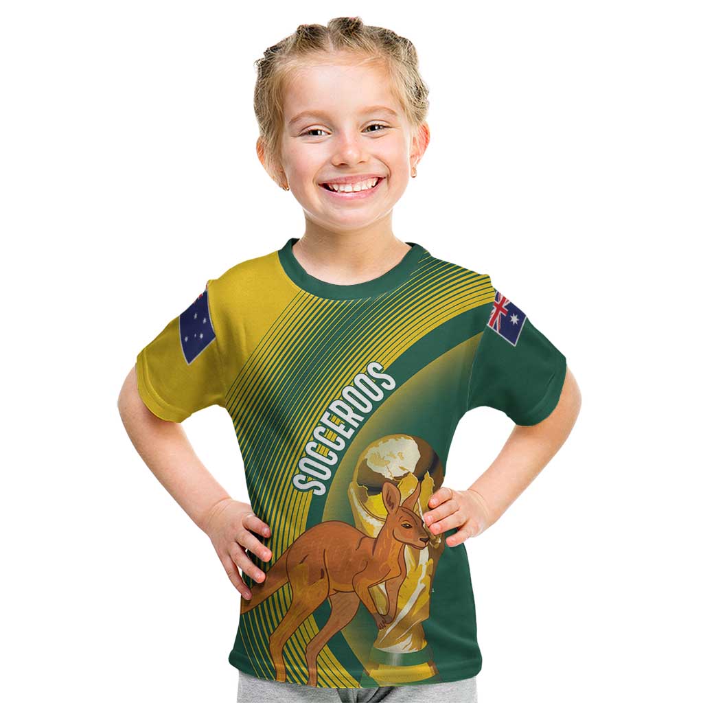 Australia Socceroos WC2026 Custom Kid T Shirt Golden Champions - Wonder Print Shop