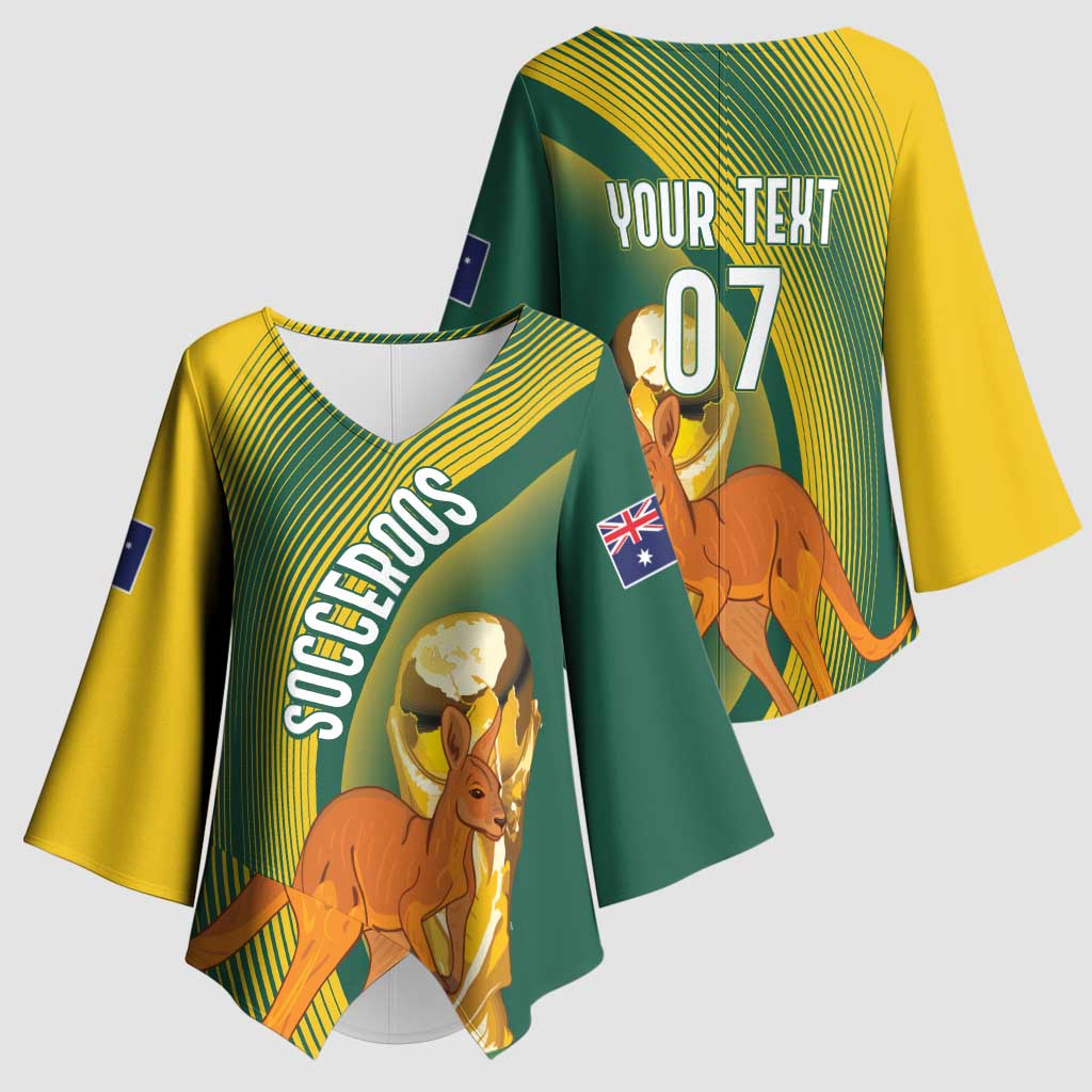 Australia Socceroos WC2026 Custom Kimono Sleeve Blouse Golden Champions - Wonder Print Shop