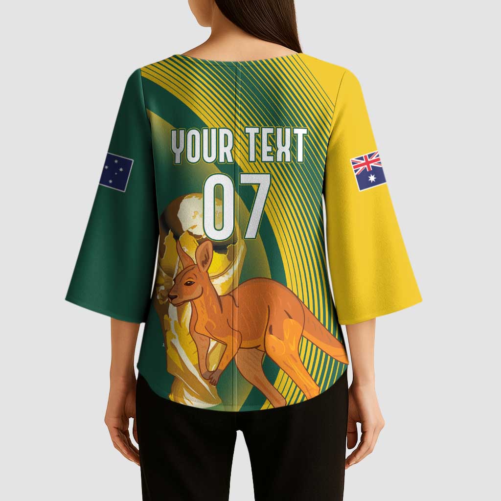 Australia Socceroos WC2026 Custom Kimono Sleeve Blouse Golden Champions - Wonder Print Shop