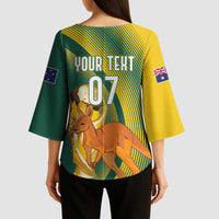 Australia Socceroos WC2026 Custom Kimono Sleeve Blouse Golden Champions - Wonder Print Shop