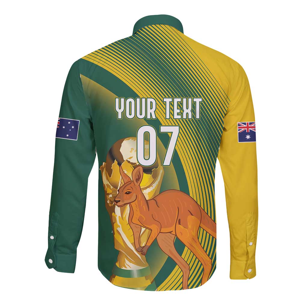 Australia Socceroos WC2026 Custom Long Sleeve Button Shirt Golden Champions - Wonder Print Shop