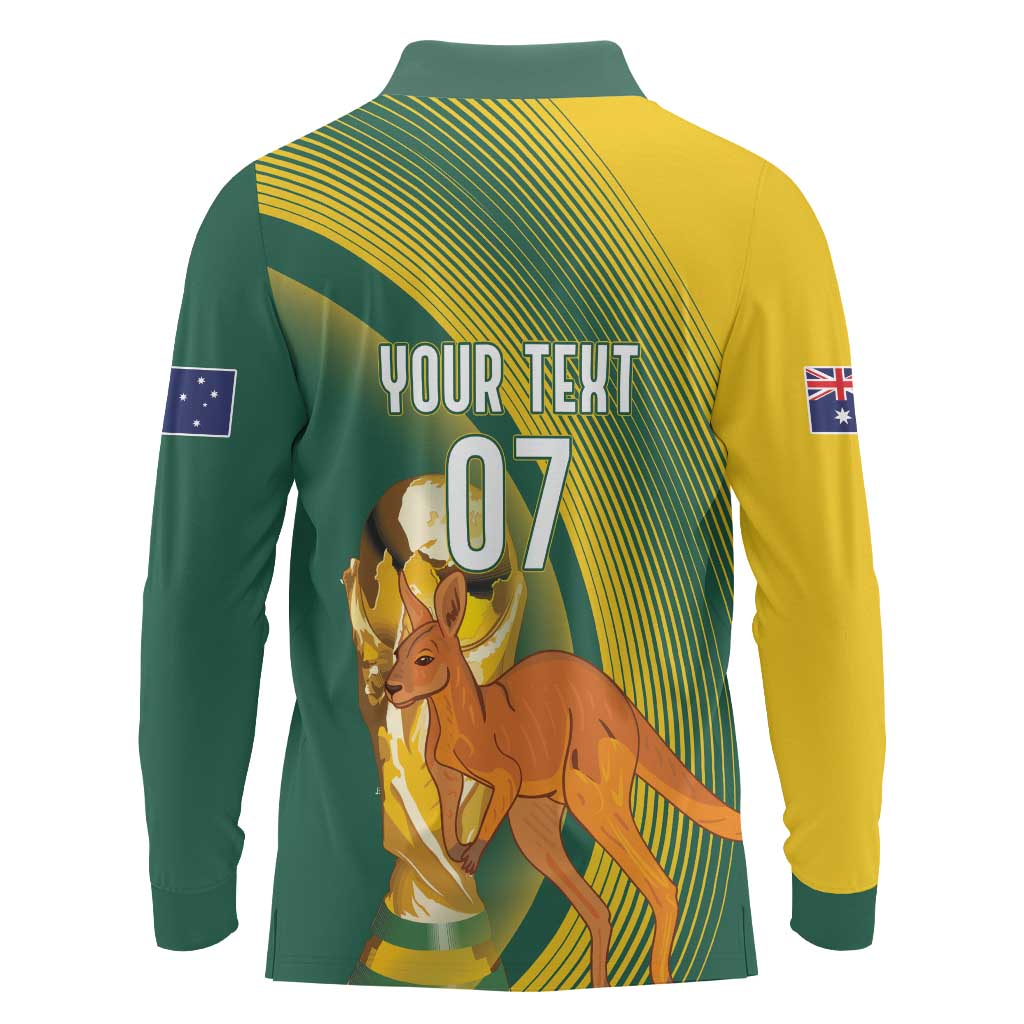 Australia Socceroos WC2026 Custom Long Sleeve Polo Shirt Golden Champions - Wonder Print Shop