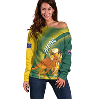 Australia Socceroos WC2026 Custom Off Shoulder Sweater Golden Champions - Wonder Print Shop