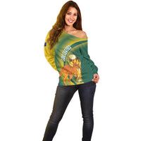 Australia Socceroos WC2026 Custom Off Shoulder Sweater Golden Champions - Wonder Print Shop