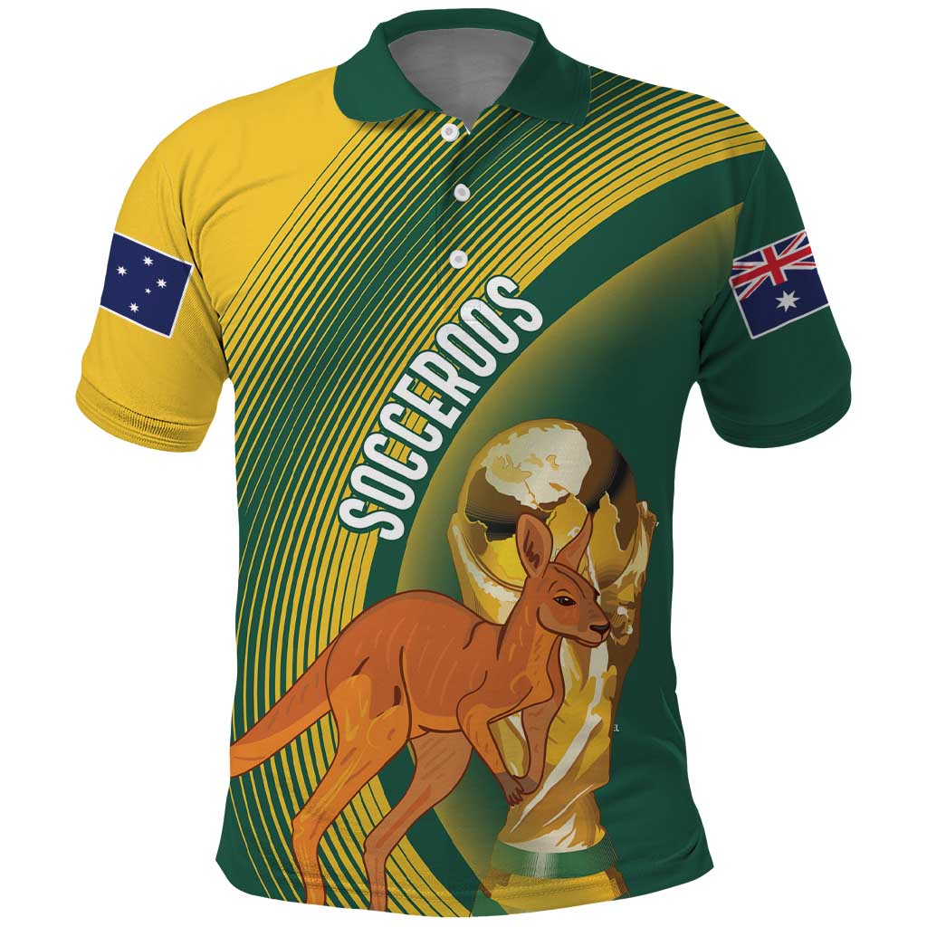 Australia Socceroos WC2026 Custom Polo Shirt Golden Champions - Wonder Print Shop