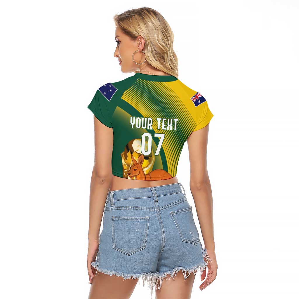 Australia Socceroos WC2026 Custom Raglan Cropped T Shirt Golden Champions - Wonder Print Shop