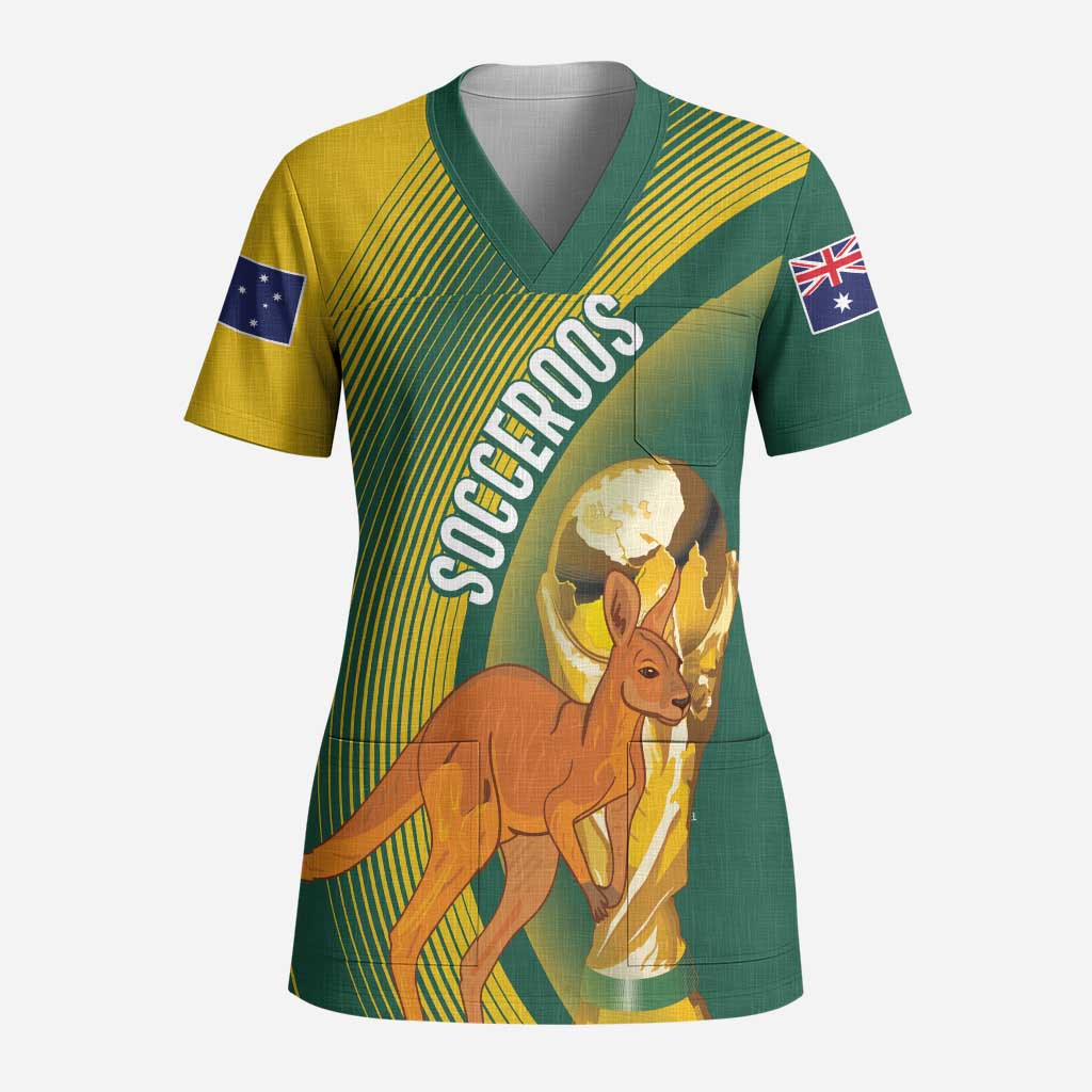Australia Socceroos WC2026 Custom Scrub Top Golden Champions - Wonder Print Shop