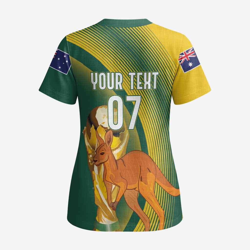Australia Socceroos WC2026 Custom Scrub Top Golden Champions - Wonder Print Shop