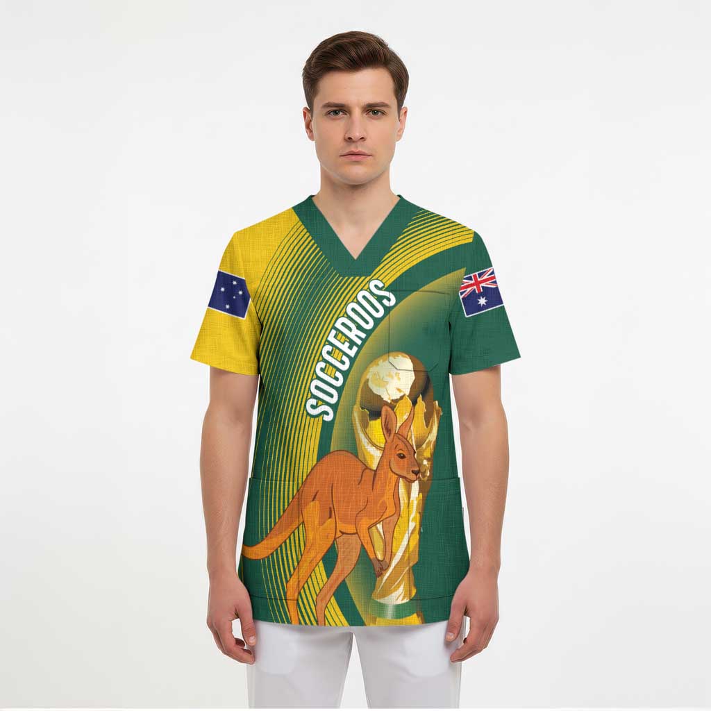 Australia Socceroos WC2026 Custom Scrub Top Golden Champions - Wonder Print Shop